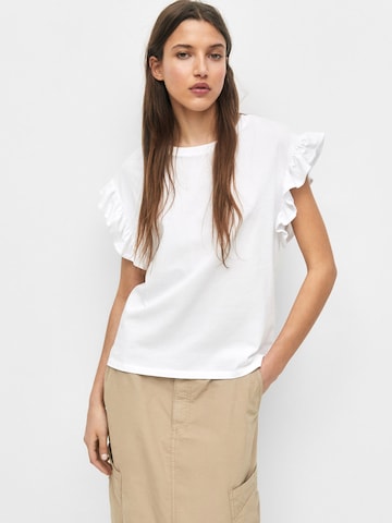 Pull&Bear Koszulka w kolorze biały