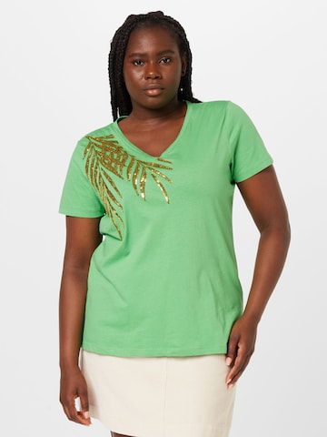 ONLY Carmakoma Shirt 'Kita' in Groen: voorkant