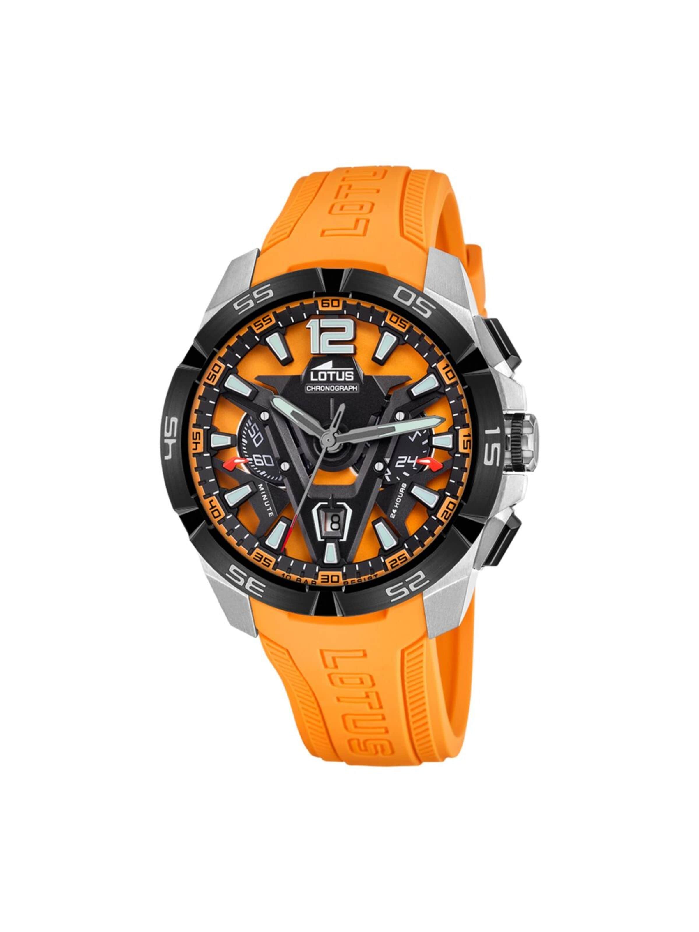 Montre à affichage analogique Lotus en orange : devant