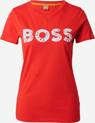 BOSS Orange Shirt 'Elogo' in Rood: voorkant