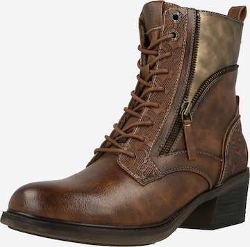 MUSTANG Ниски ботуши с връзки в кафяво: отпред