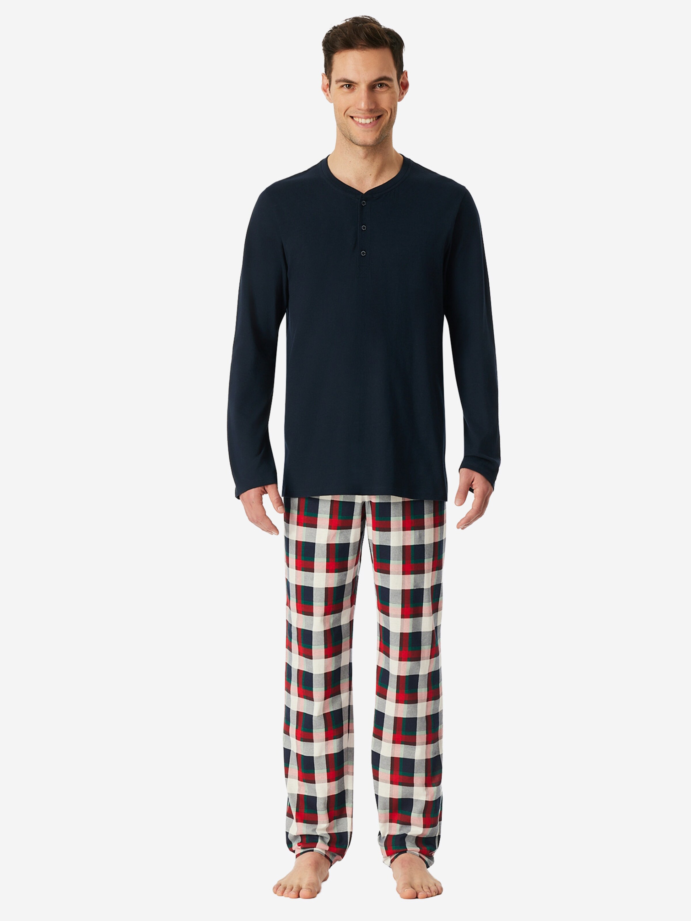 Pyjama long ' Family ' SCHIESSER en bleu : devant