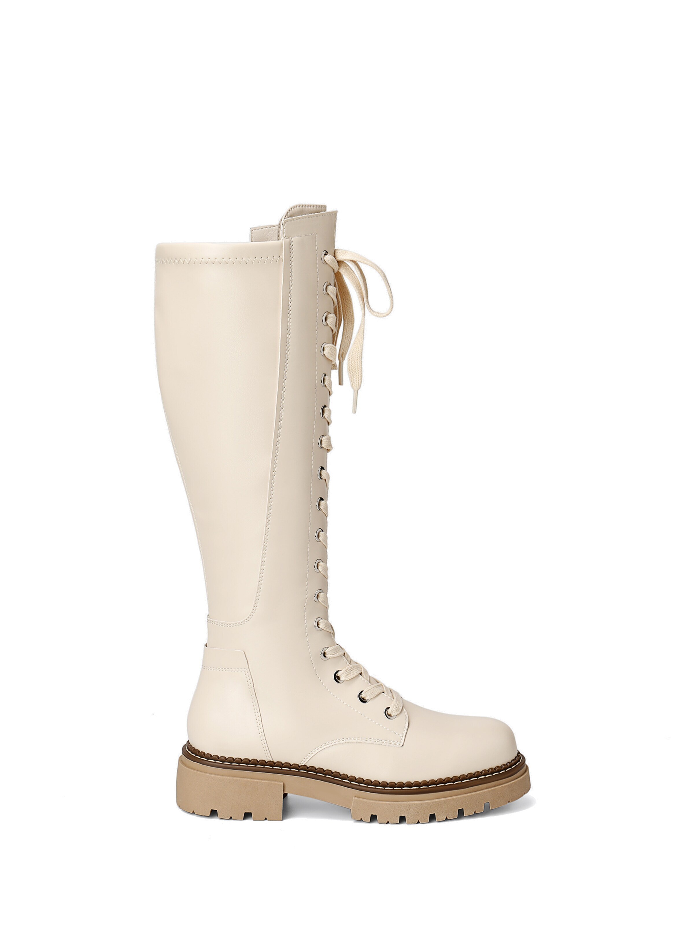 Dream Pairs Lace-Up Boots in Beige