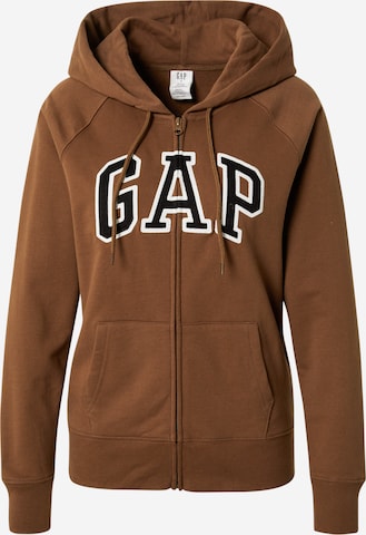 Gap Tall Zip-Up Hoodie 'FASH' in Brown: front