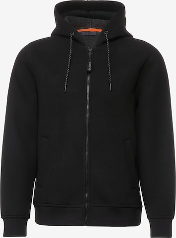 Street One MEN Zip-Up Hoodie 'Scuba' in Black: front