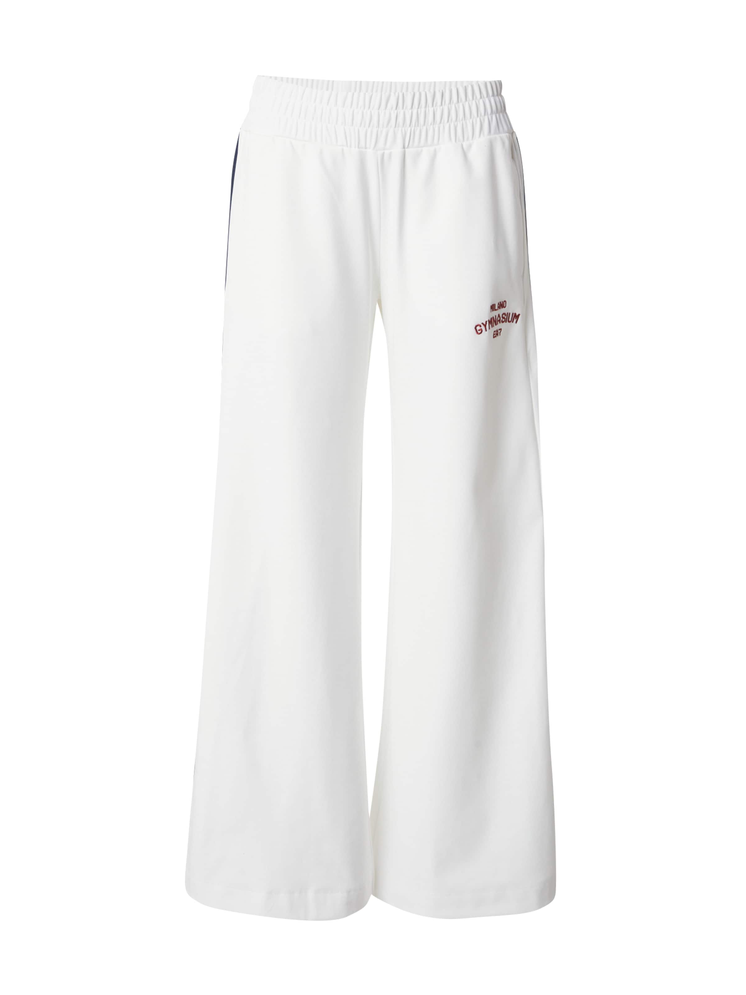 Largi Pantaloni 'TRAIN CLUB HOUSE' de la EA7 Emporio Armani pe alb: față