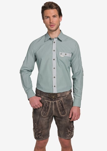 SPIETH & WENSKY Slim fit Traditional Button Up Shirt 'Dorf' in Green: front