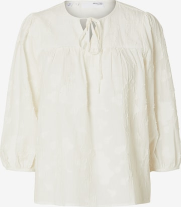 SELECTED - Blusa 'CORINA' en blanco: frente