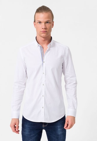 Felix Hardy Slim fit Button Up Shirt in White: front