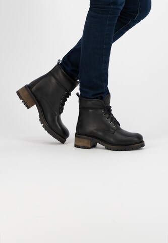 Mysa Lace-up bootie 'Daphne' in Black: front