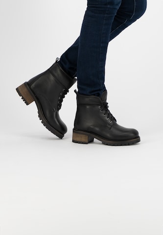 Mysa Lace-Up Ankle Boots 'Daphne' in Black: front