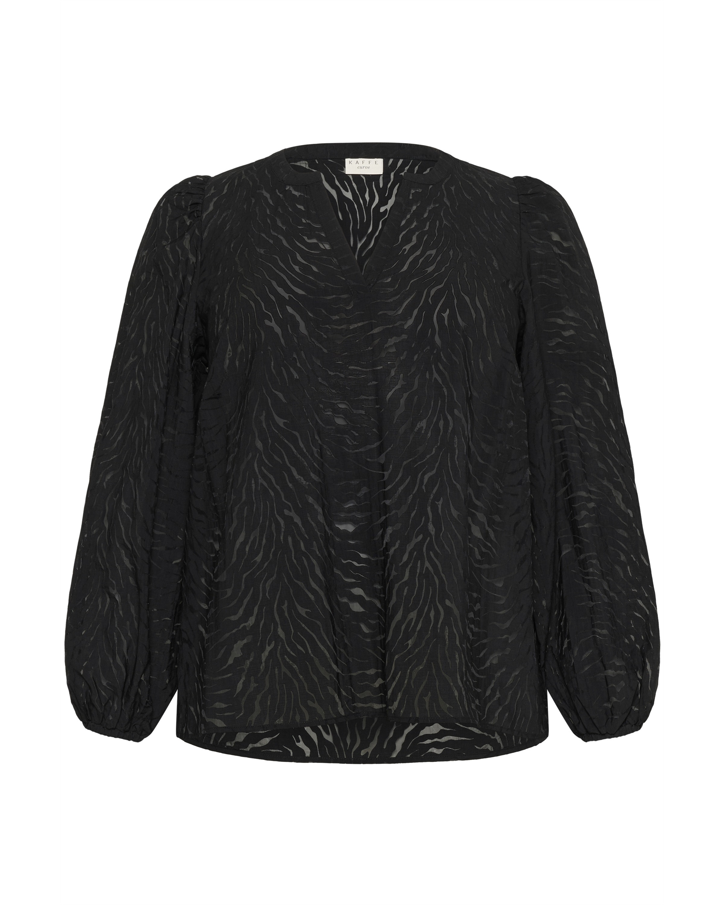 KAFFE CURVE Blouse 'Vianna' in Zwart: voorkant