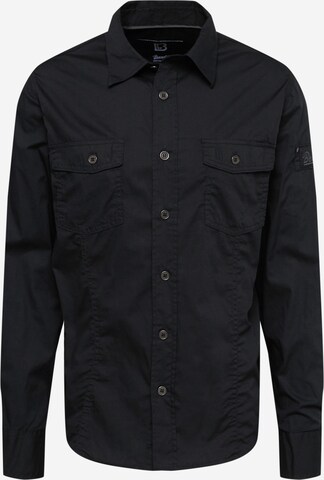 Brandit Button Up Shirt in Black: front