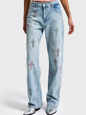 Loosefit Jean 'RHINESTONE LOOSE MID RISE JEANS' IT'S BASIC en bleu