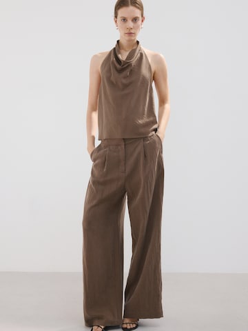 MANGO Wide Leg Hose 'GIRASOL' in Braun