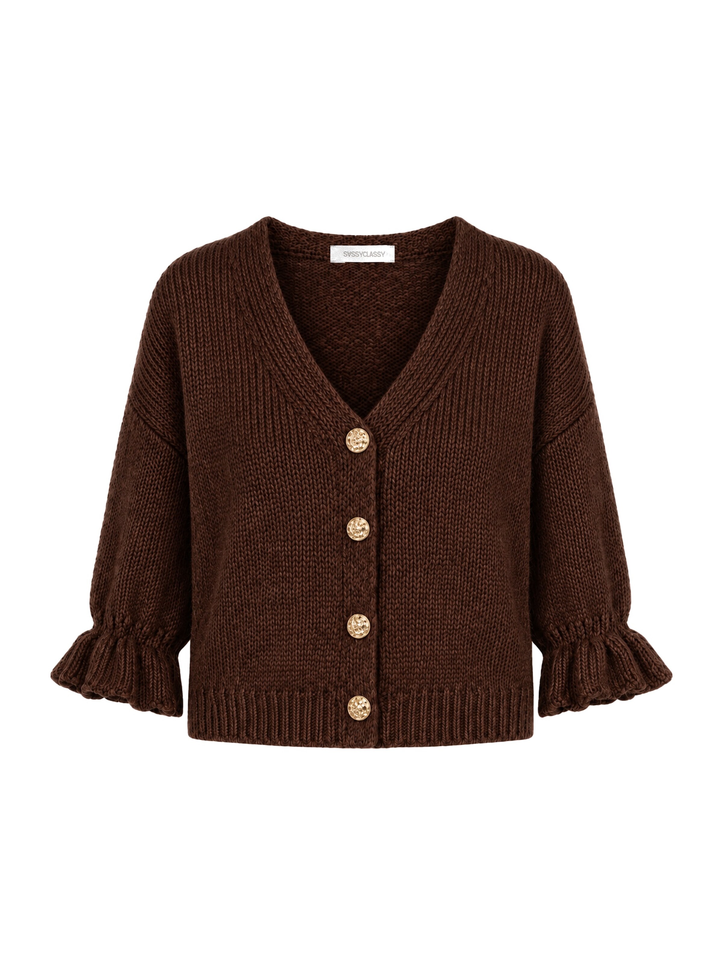 SASSYCLASSY Oversizestrickjacke‌‌‌‌ in Braun: Vorderseite