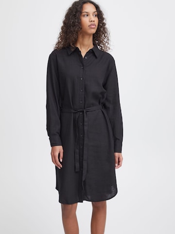 ICHI Shirt dress 'Lino' in Black: front