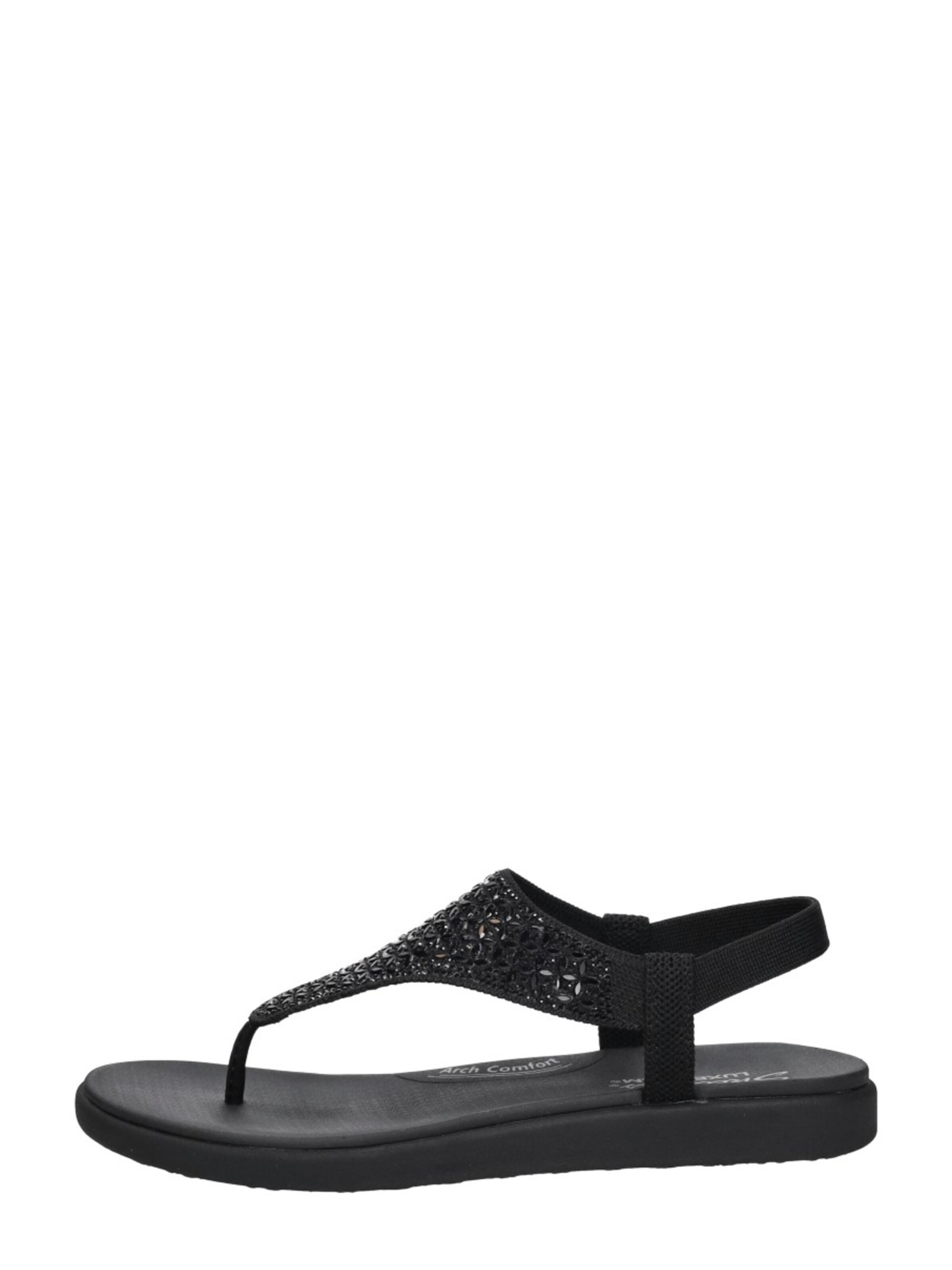 SKECHERS Teenslipper 'Meditation Luxe' in Zwart