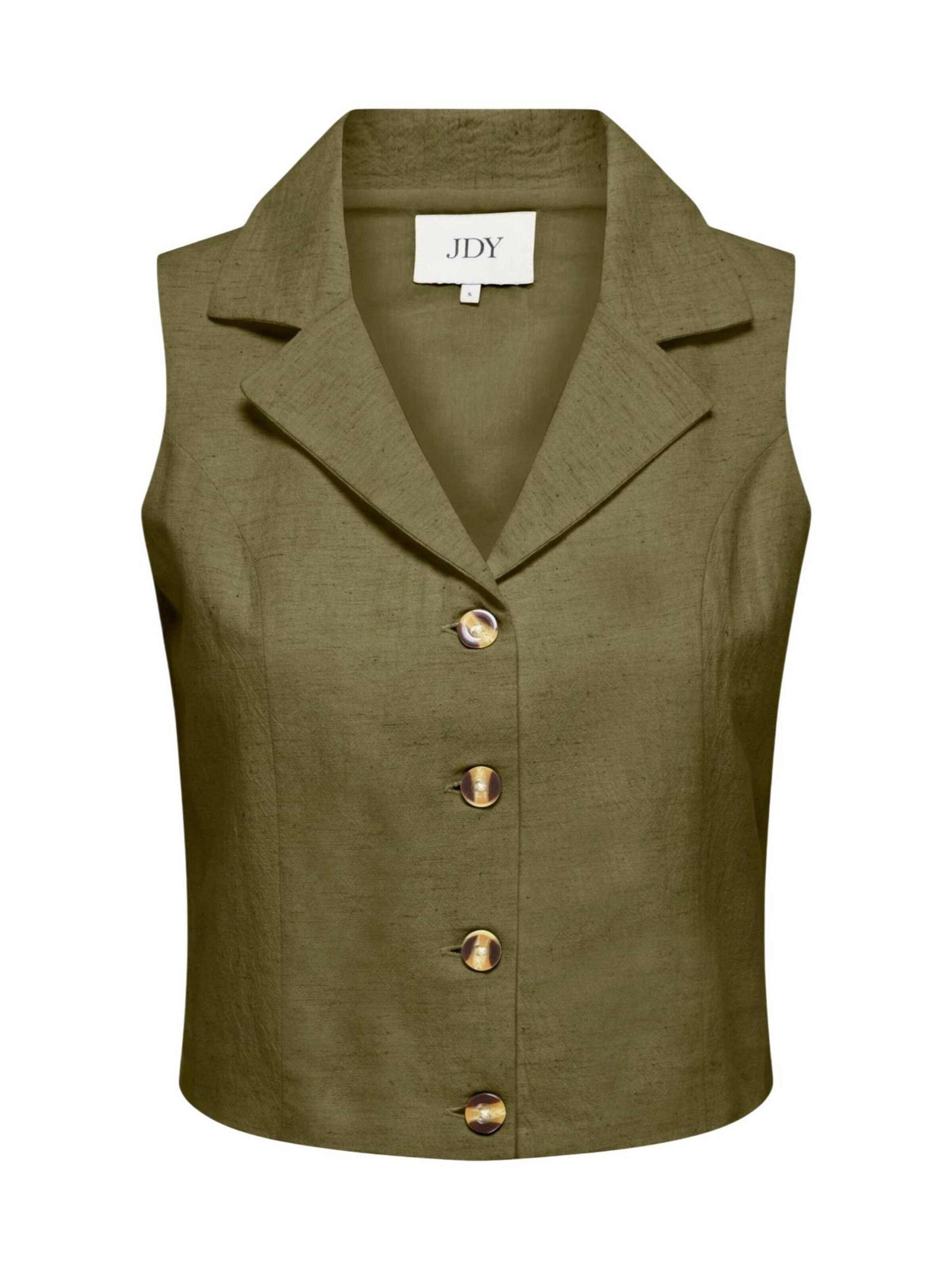 Gilet 'Jdymilan Linen S/L Waistcoat Tlr 15366390' di Jaqueline de Yong in verde: frontale