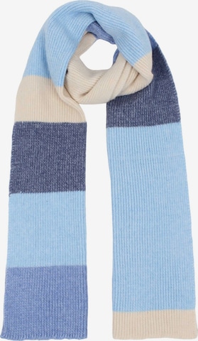 SAMAYA Kuschelig weicher, warmer Strickschal 'Odon', passend zu Strickmütze Odon in Blau: Vorderseite