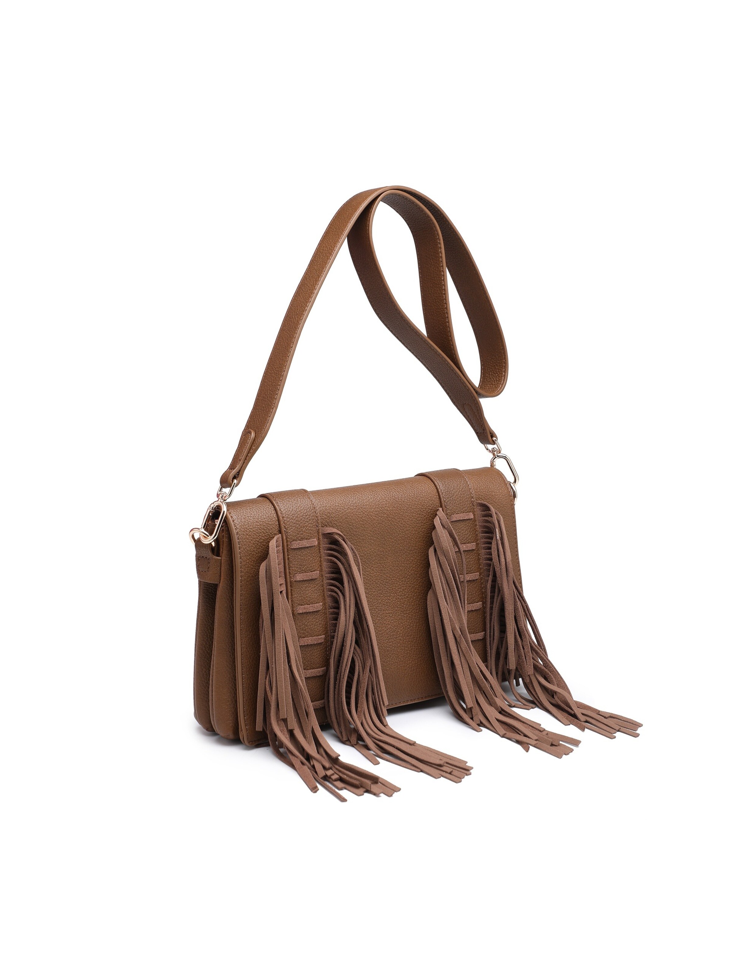 Borsa a tracolla 'Borsa a Tracolla Donna Emberlyn Lux - Polyester con Frange e Chiusura Magnetica' di Kassandra in marrone