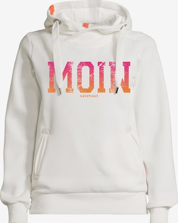 Sweat-shirt 'SÜNN - MOIN FARBVERLAUF' salzhaut en blanc : devant