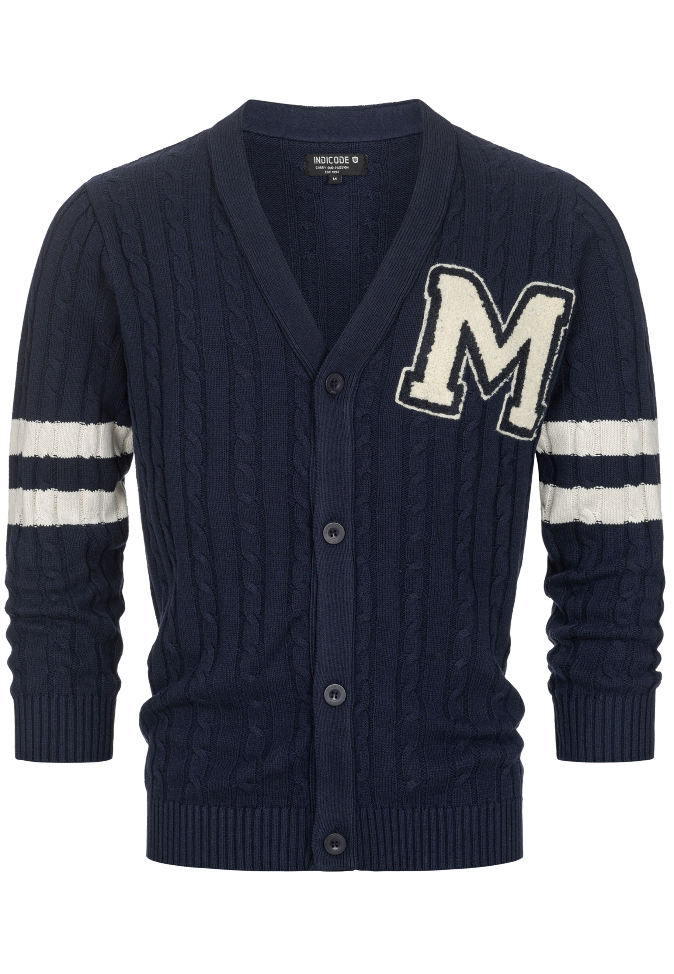 INDICODE JEANS Strickjacke 'Jose' in Blau: Vorderseite