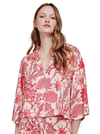 Gisela Haut de pyjama in koralle / offwhite, Produktansicht
