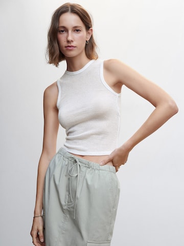 MANGO Knitted Top 'MARIA' in White: front