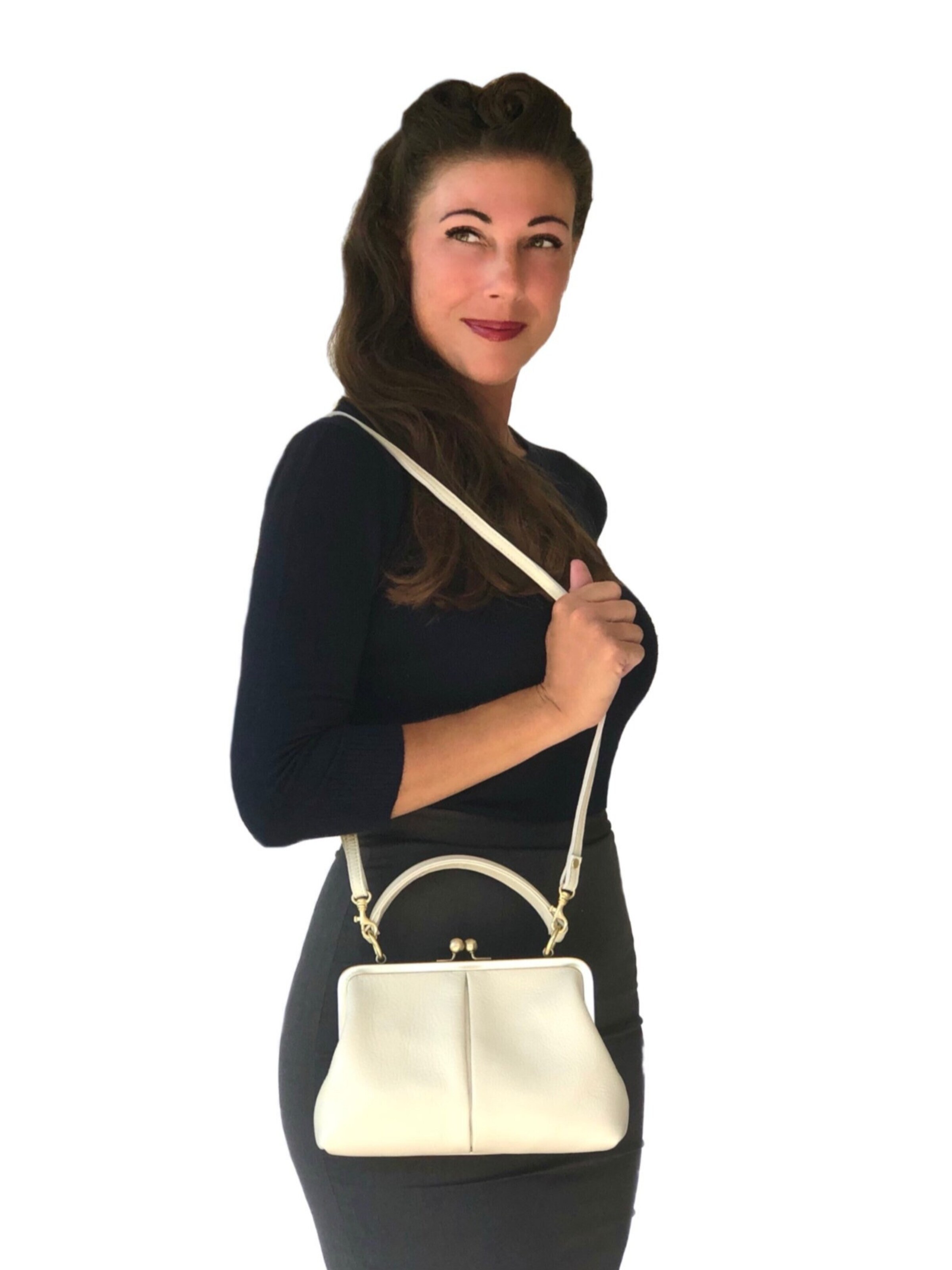 Borsa a mano 'Kleine Olive – Leder Handtasche & Umhängetasche' di Taschenkinder in beige