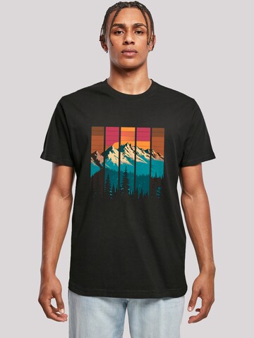 T-Shirt 'Berg Sonnenuntergang Retro' F4NT4STIC en noir : devant