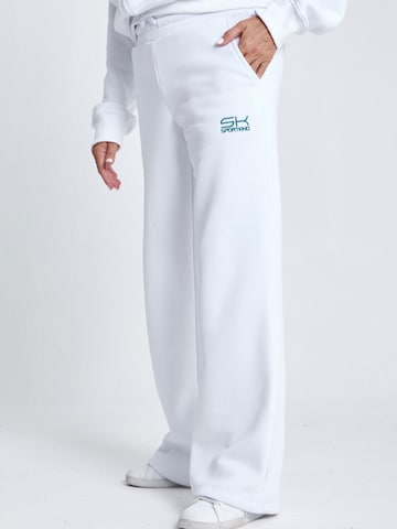 SPORTKIND Workout Pants 'Sweatpants Baumwolle' in White: front