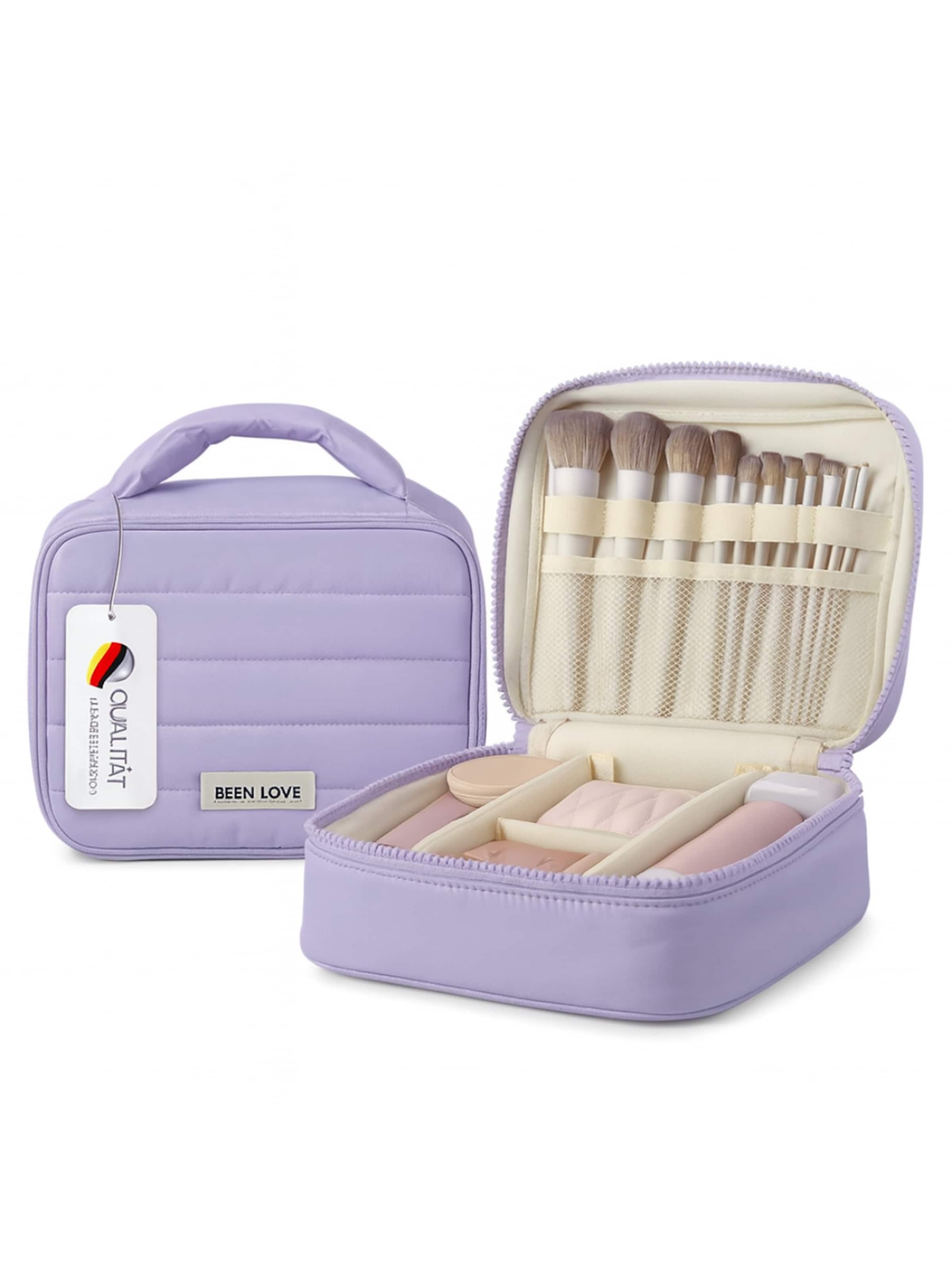 MEVYRA Cosmetic Bag 'Kosmetiktasche, Gesteppte Reise-Kulturtasche mit Griff' in Purple: front