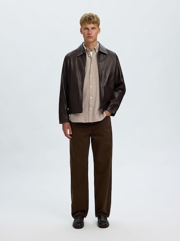SELECTED Regular fit Overhemd 'SLMCole' in Bruin