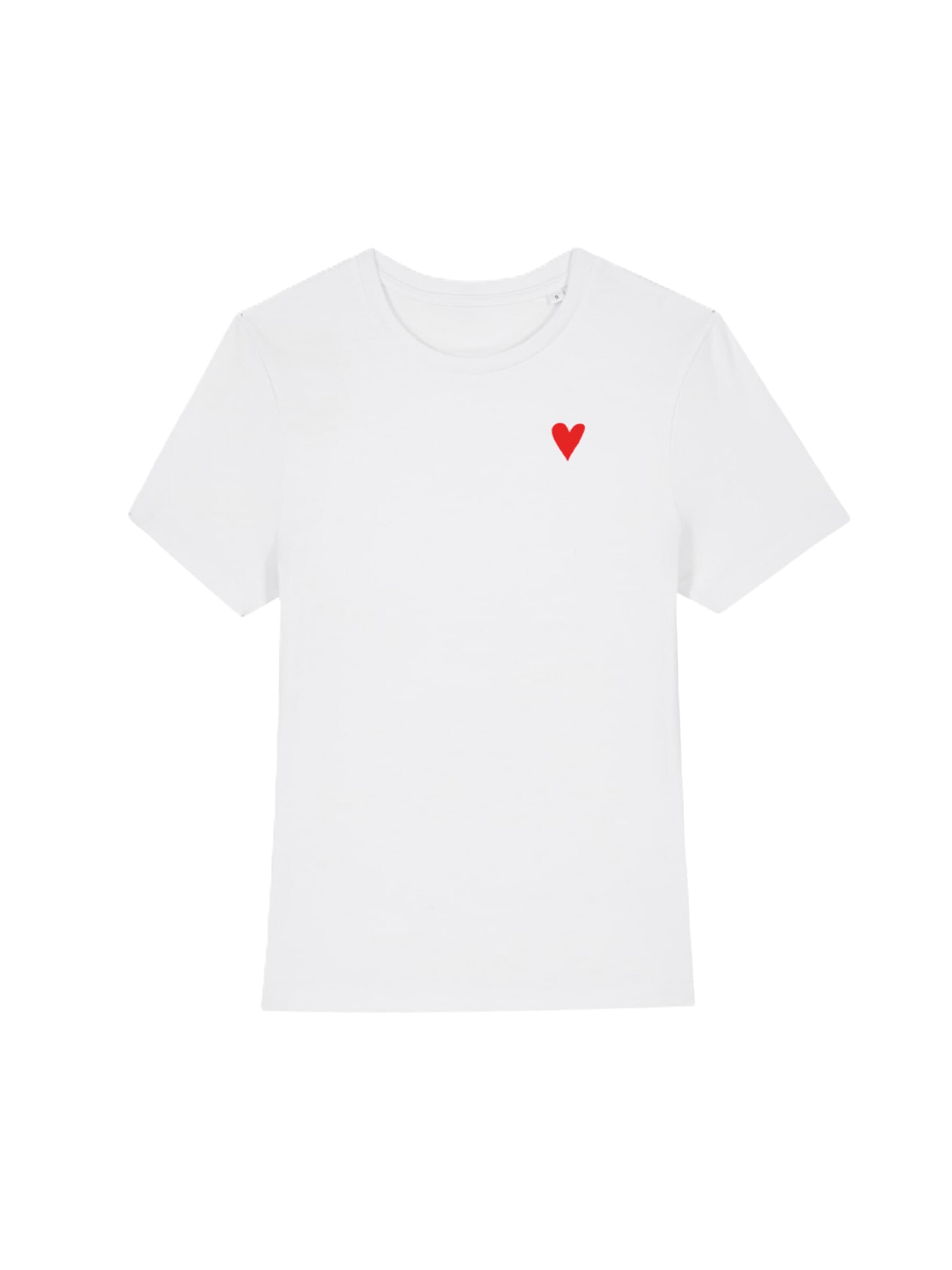 Kultgut Shirt 'Little red heart' in White: front
