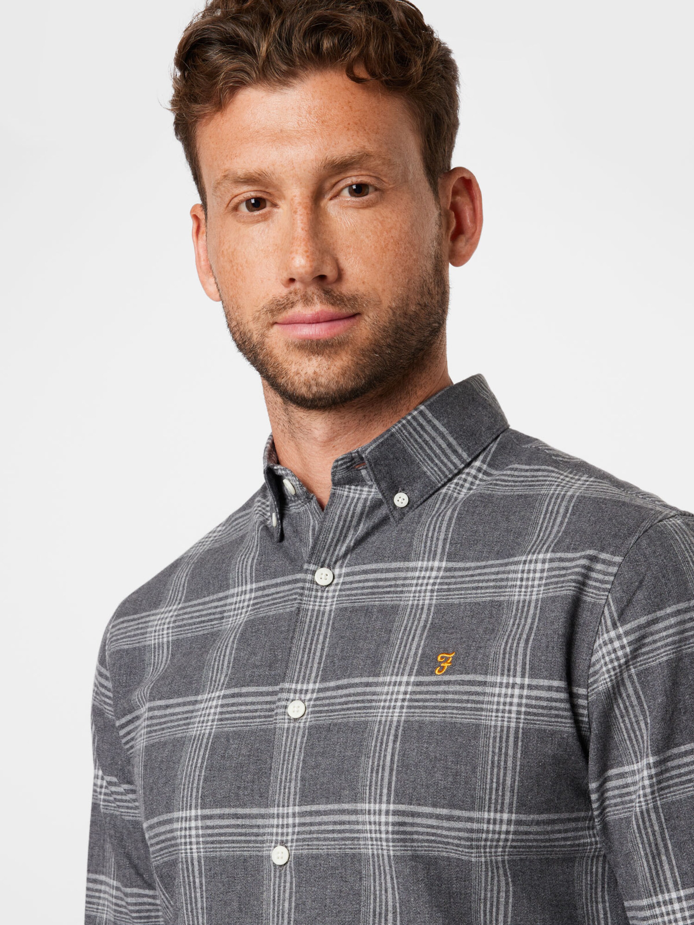 FARAH Regular fit Button Up Shirt in Grey Dark Grey ABOUT YOU