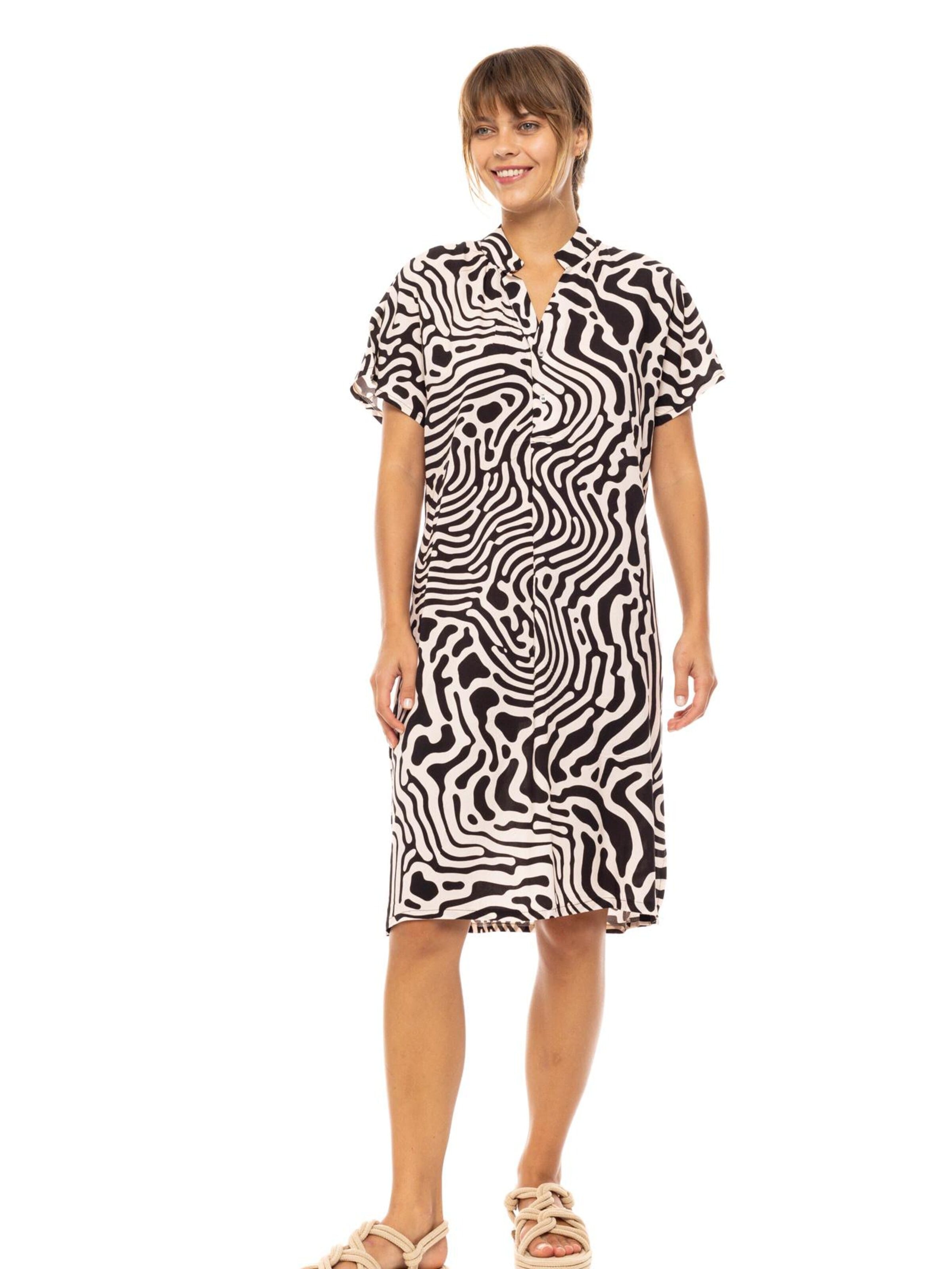 Pink Label - Vestido de verano 'BEACHWEAR BLACK GEO' en negro