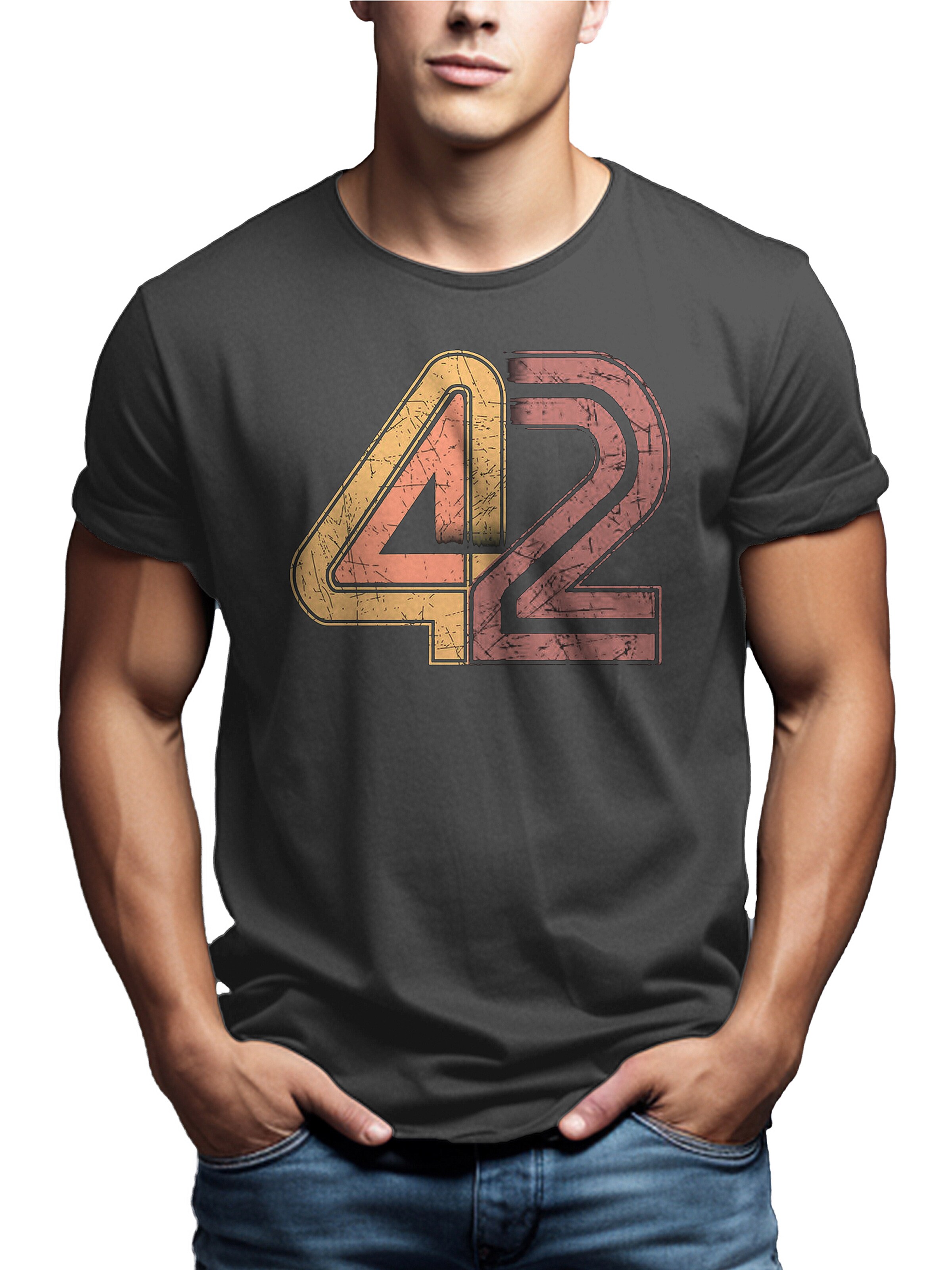 MAKAYA Shirt '42 The Answer' in Grey: front
