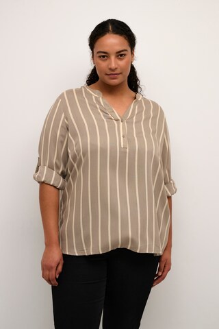 KAFFE CURVE Blouse 'sida' in Beige: voorkant