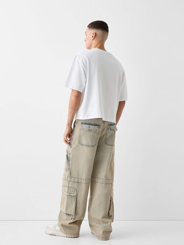 Bershka Wide leg Cargo jeans in Blue