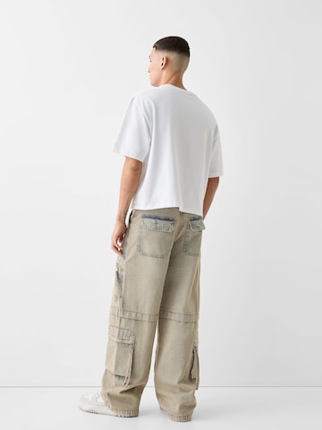 Bershka Wide leg Cargo Jeans in Blue