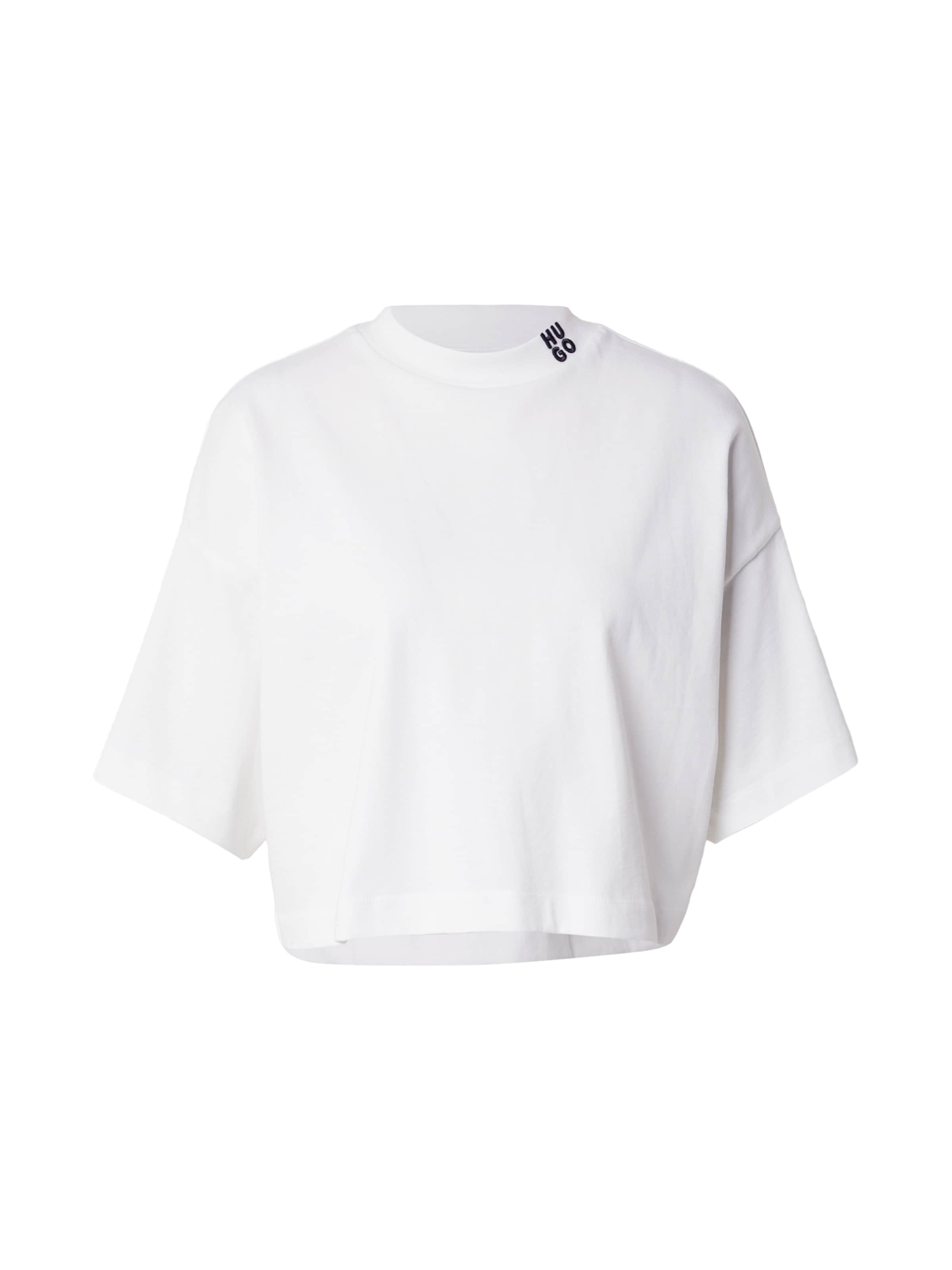 HUGO Тениска 'Damelody' в бяло: отпред