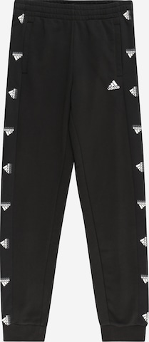 ADIDAS SPORTSWEAR Tapered Sports trousers 'Brand Love Side Insert Print' in Black: front