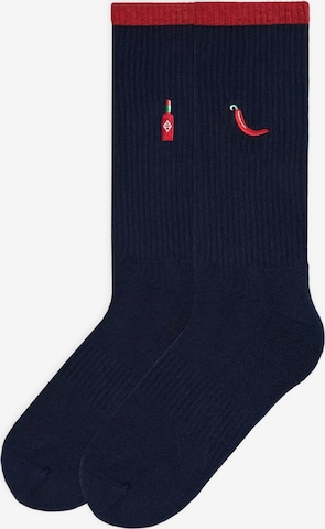 Von Jungfeld Socken 'Mix & Match Tennis mit Stickmotiven' in Blau: Vorderseite