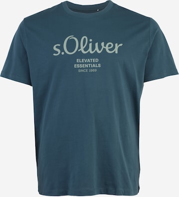 s.Oliver Men Big Sizes Shirt in Blue: front