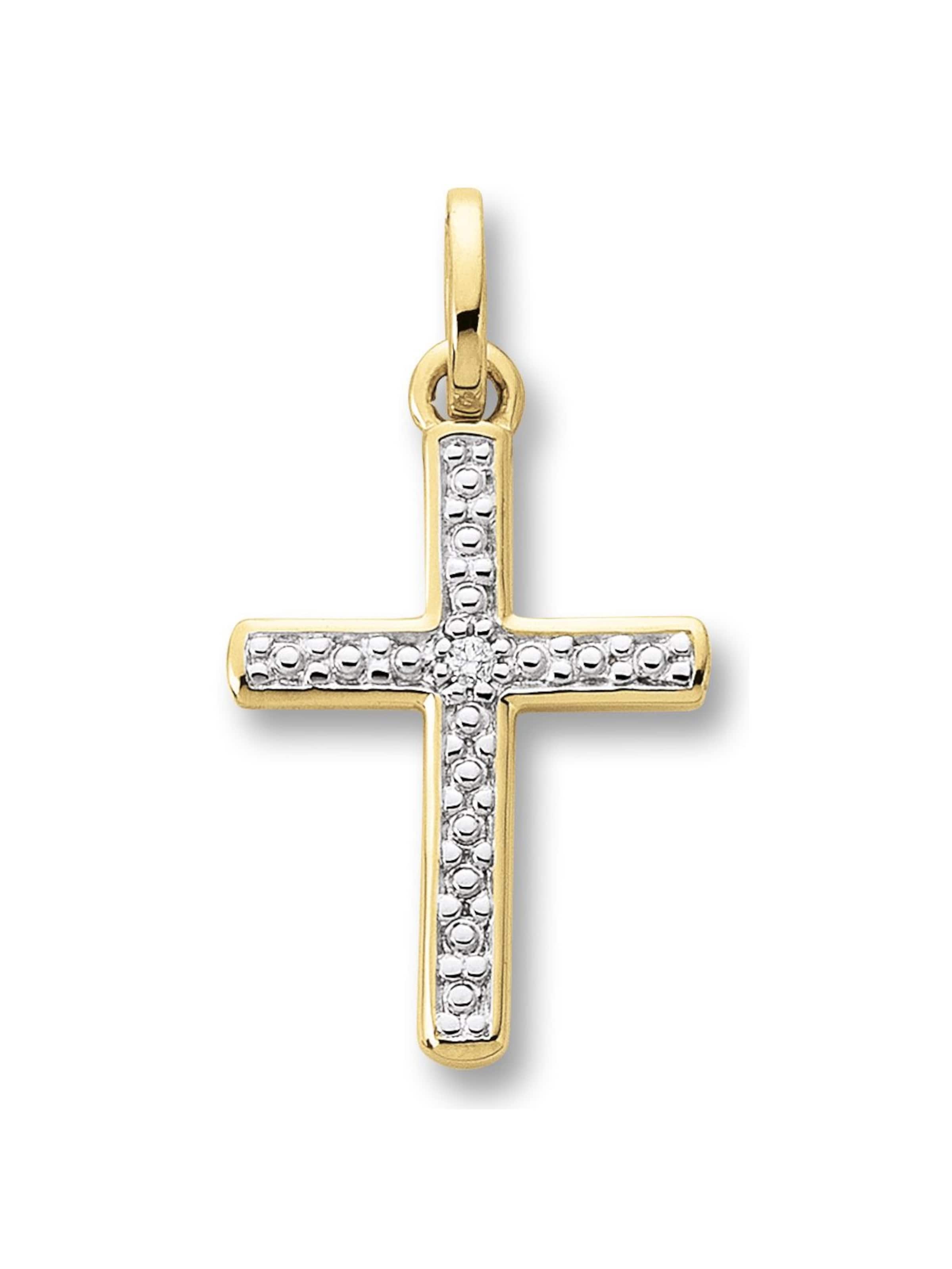 ONE ELEMENT Anhänger 'Kreuz' in Gold: Vorderseite
