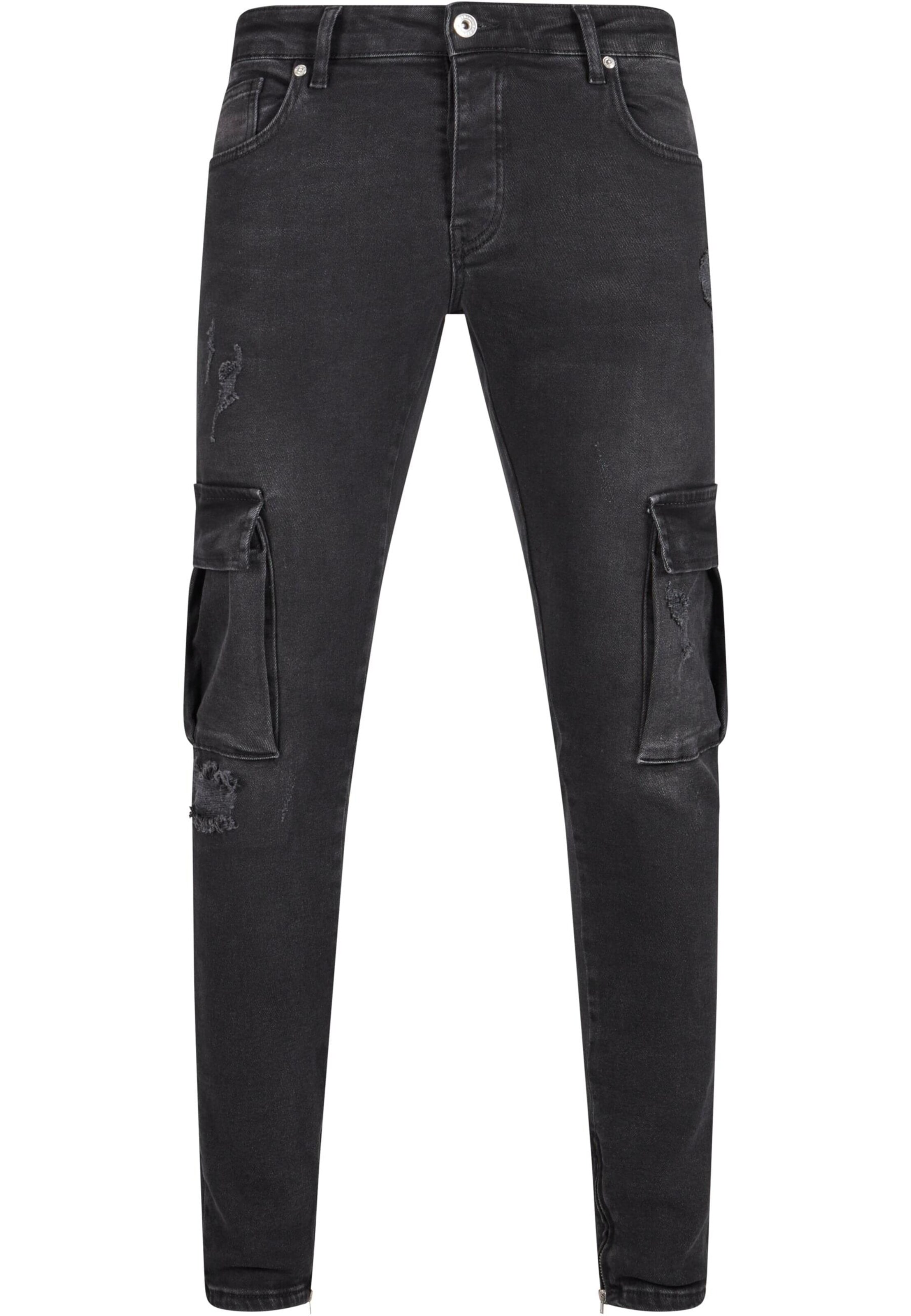 Slimfit Jeans cargo di 2Y Premium in nero: frontale