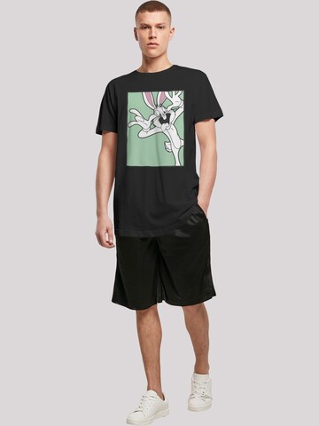 F4NT4STIC Shirt 'Looney Tunes Bugs Bunny Funny Face' in Zwart