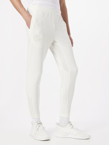 ADIDAS PERFORMANCE Tapered Sports trousers 'Fc Bayern Tiro 23' in White: front