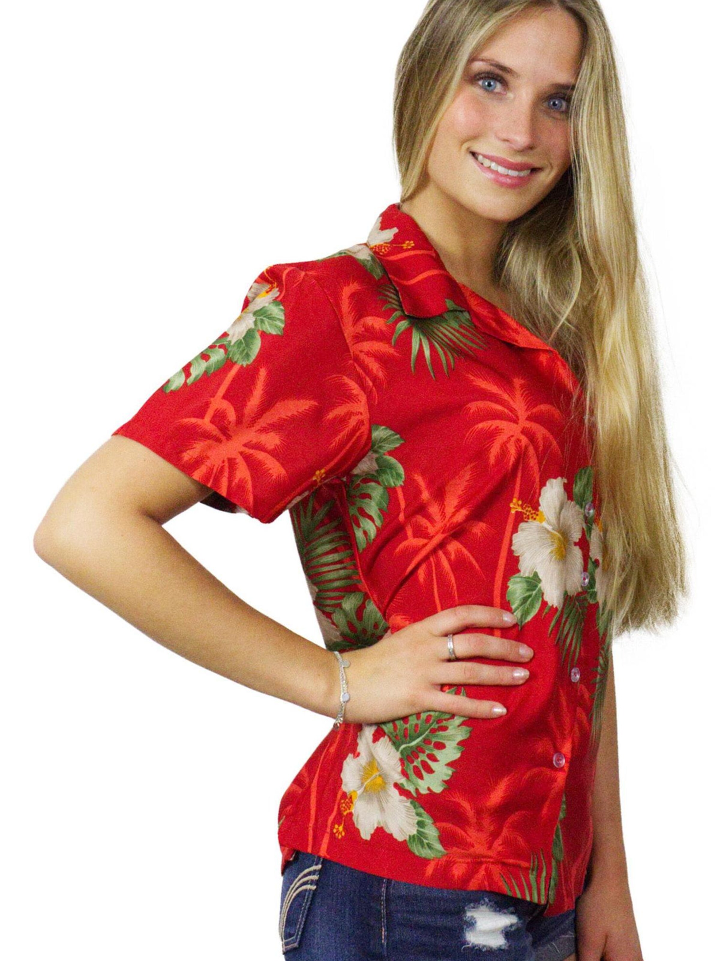 King Kameha Blouse 'Small Flower' in Red